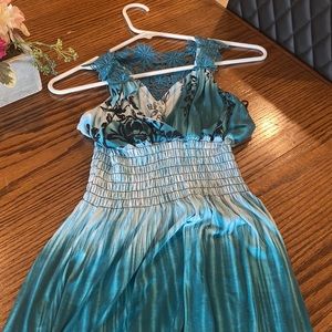 Blue maxi dress. Floral back